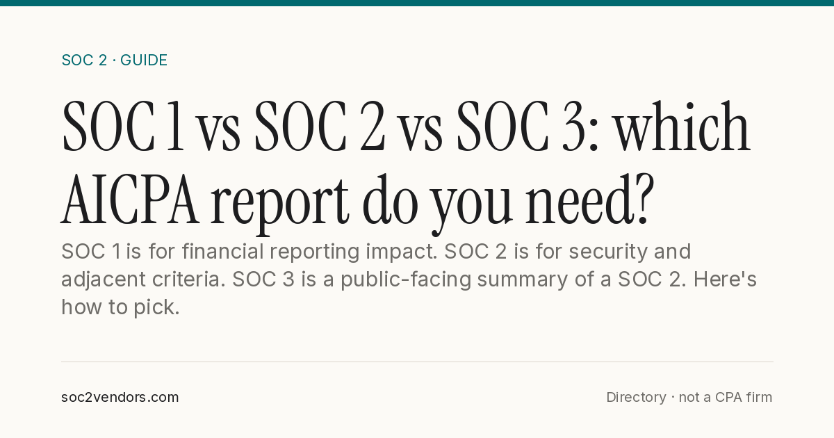 SOC 1 vs SOC 2 vs SOC 3: which AICPA report do you need?